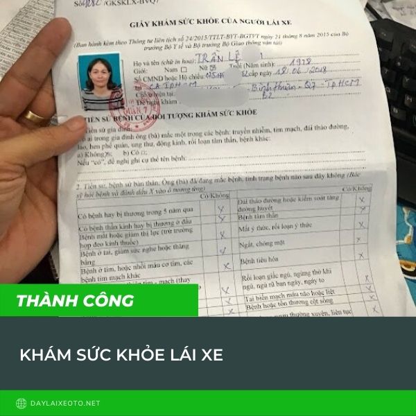 Giấy khám sức mạnh lái xe Giấy khám sức mạnh lái xe